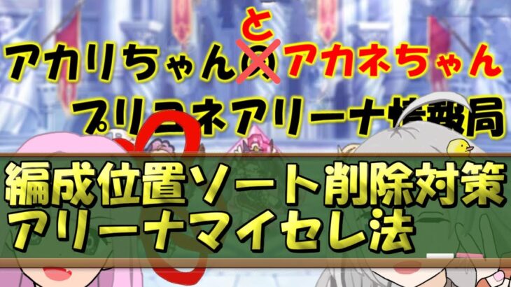 【プリコネR】編成の位置ソート削除対策、アリーナオンリーマイセレ法【バリーナ】【プリーナ】