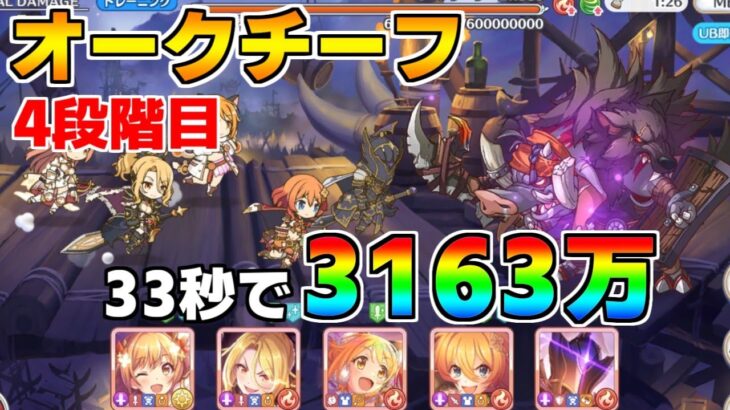 【プリコネR】4段階目 オークチーフ 3163万 33s持ち越し編成 【5月クランバトル】【クラバト】