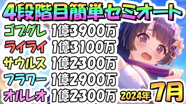 【プリコネR】４段階目簡単セミオート編成とフルオート編成たくさん紹介！２０２４年７月クラバト【オルレオン】【フラワーマドンナ】【バーンサウルス】【ライライ】【ゴブリングレート】