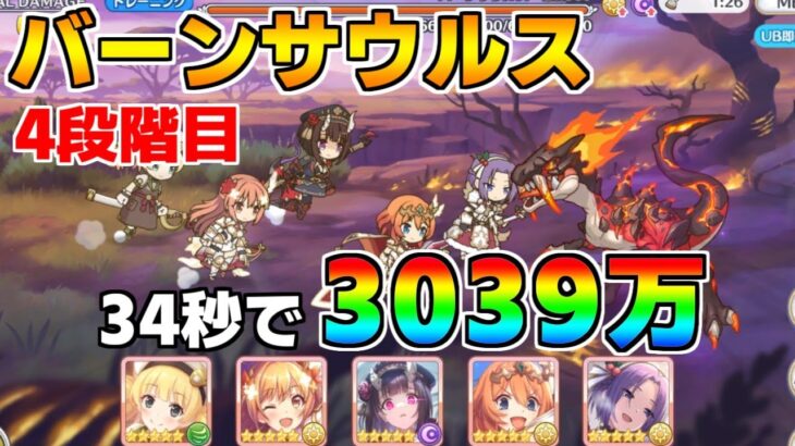 【プリコネR】4段階目 バーンサウルス 3039万 34s持ち越し編成 【7月クランバトル】【クラバト】