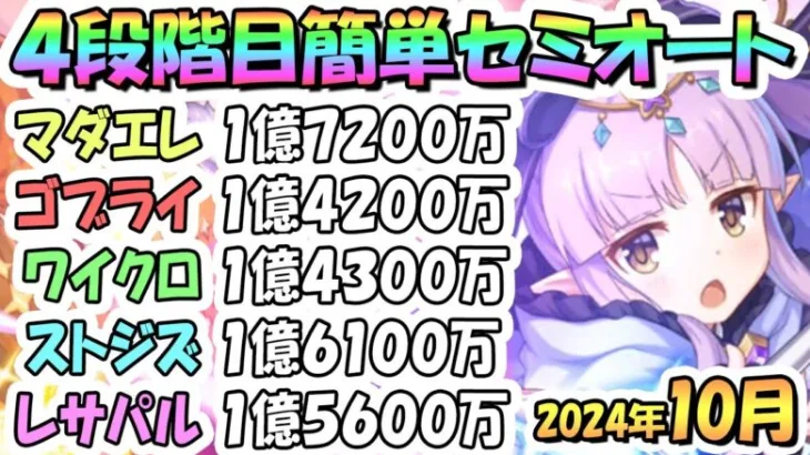 【プリコネR】４段階目簡単セミオート編成とフルオート編成たくさん紹介！２０２４年１０月クラバト【マダムエレクトラ】【ゴブリンライダー】【ワイルドクロウ】【ストームジズ】【レサトパルト】