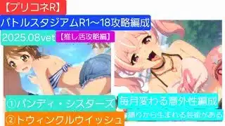 【プリコネR】バトルスタジアムR1～R18攻略編成紹介(2025年08月版)『推し活動画編』①バンディ・シスターズ②トゥインクルウイッシュ